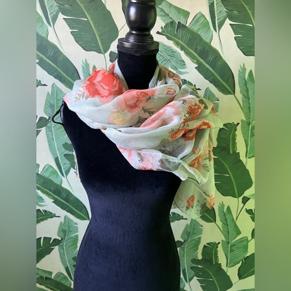 Fashion Scarf Floral Scarf Women OS Green